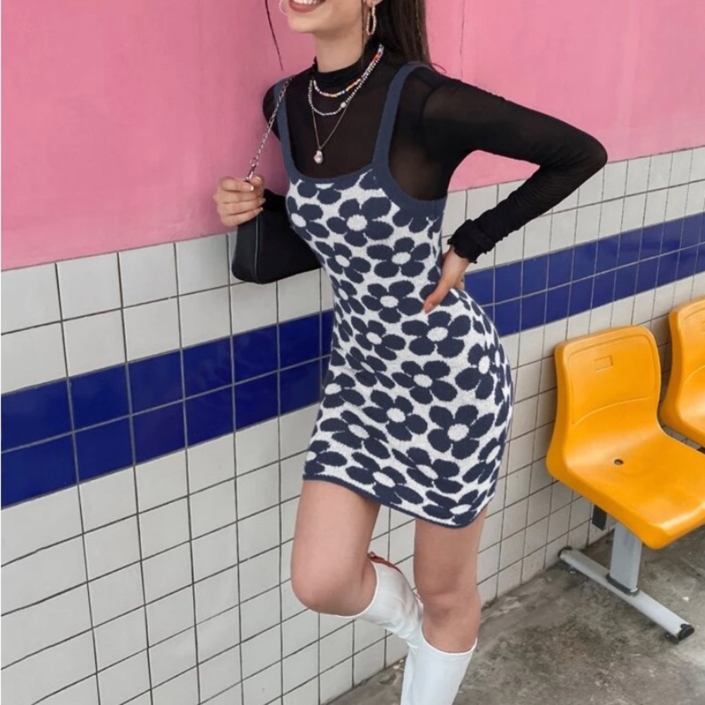 Floral sweater dress
